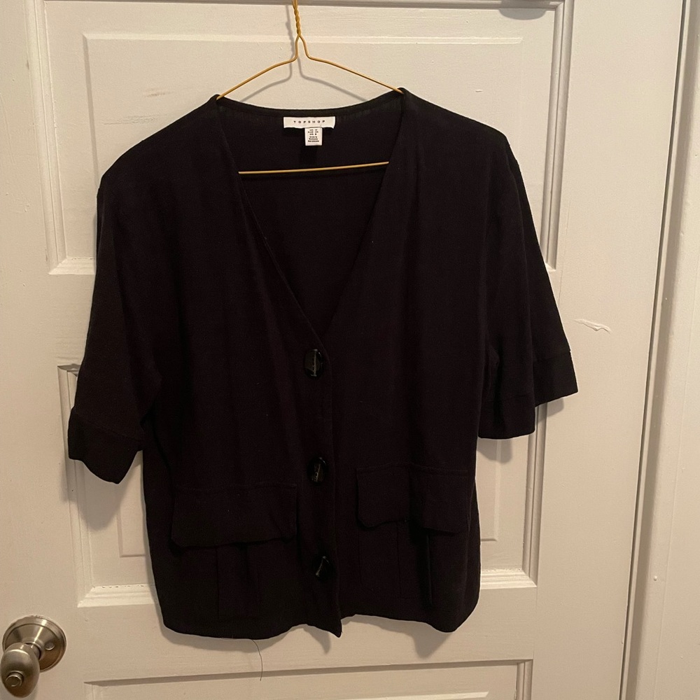 Black Button Front Topshop Blouse